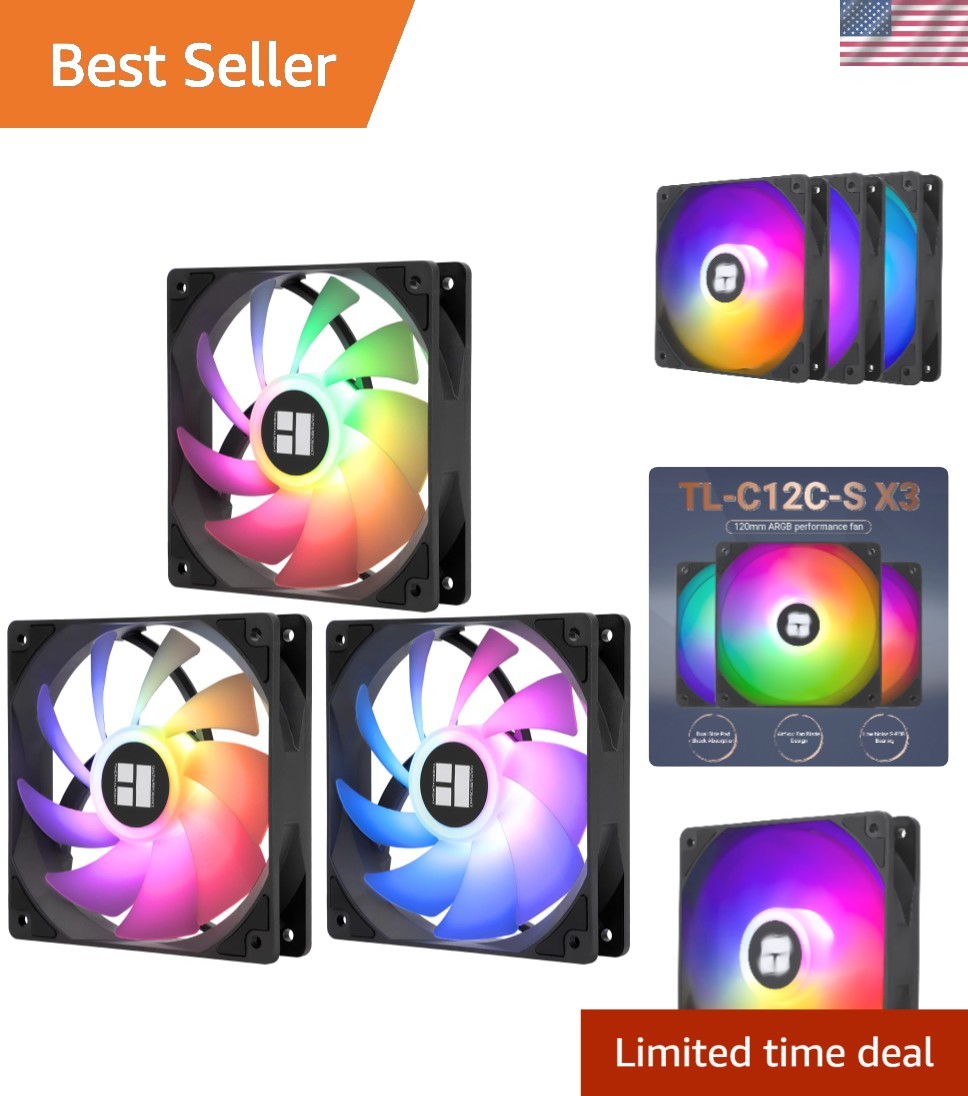 High-Performance 120mm TL-C12C-S X3 ARGB Case Fan - 3x 1550RPM, Quiet Design