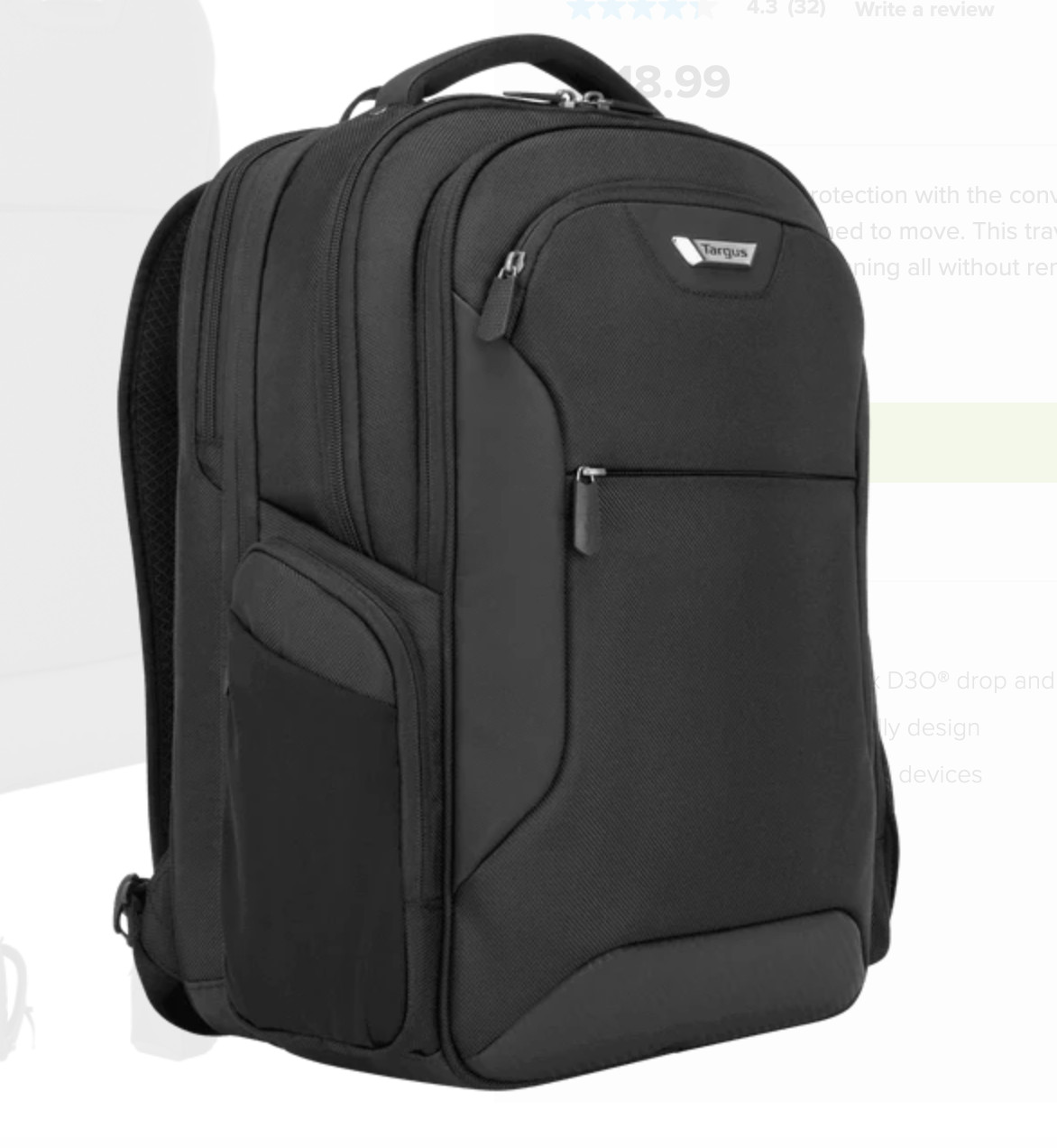 TARGUS 15.6" Corporate Traveler Backpack MODEL: CUCT02B