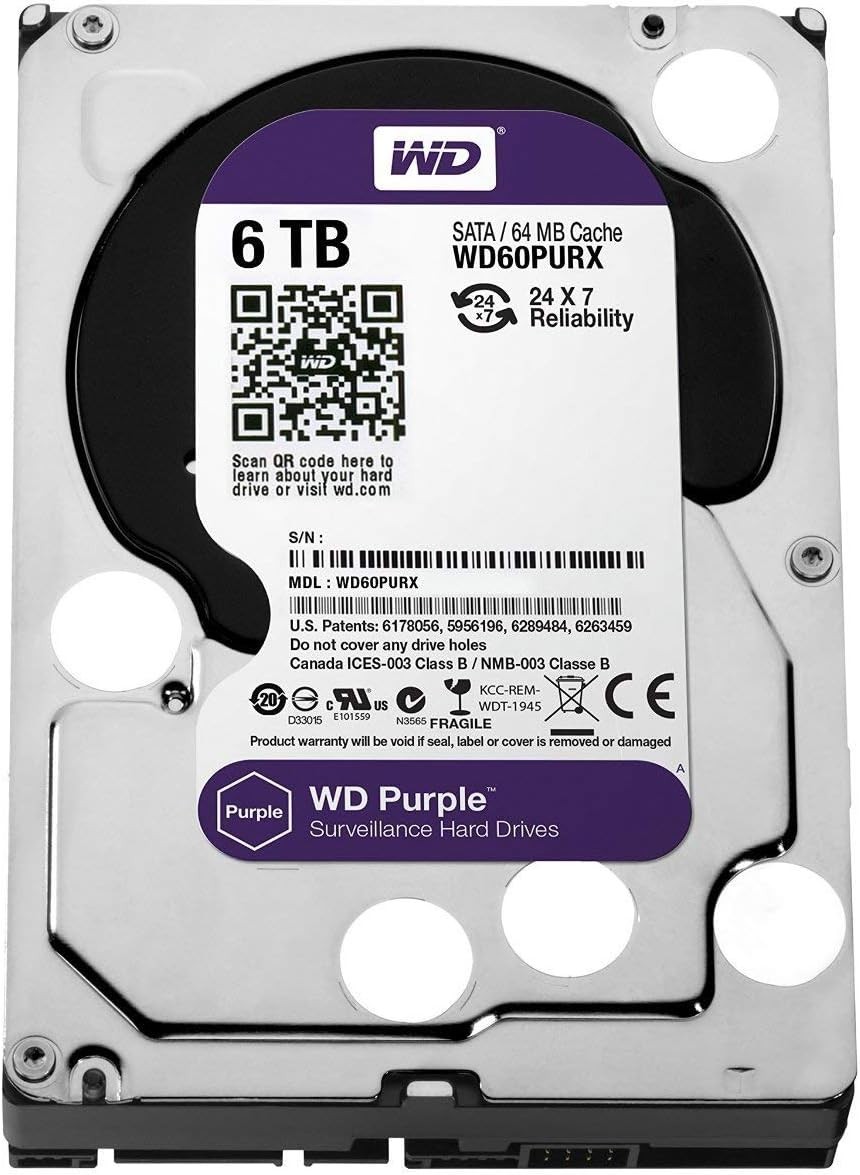 WesternDigital Purple 6TB Hard Drive 3.5' NVR Surveillance CCTV desktop WD60PURX