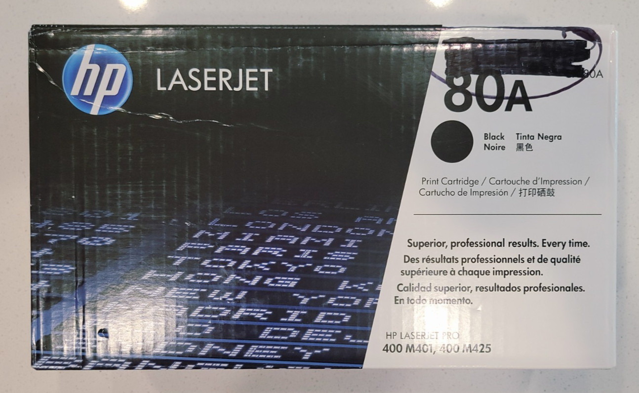 Genuine HP CF280A 80A Black Toner Cartridge New in Sealed Box 400 M401 400 M425