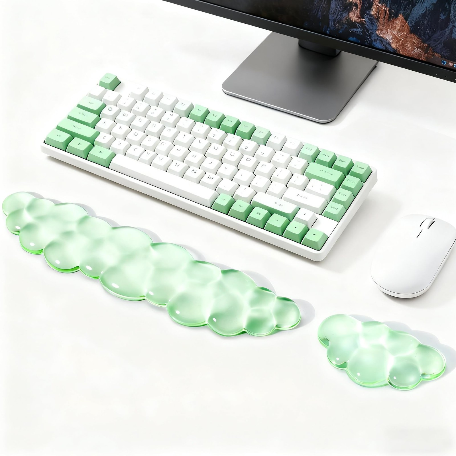 Gel Cloud Keyboard and Mouse Wrist Rest, Clear Cloud Wrist Rest for Keyboard,...