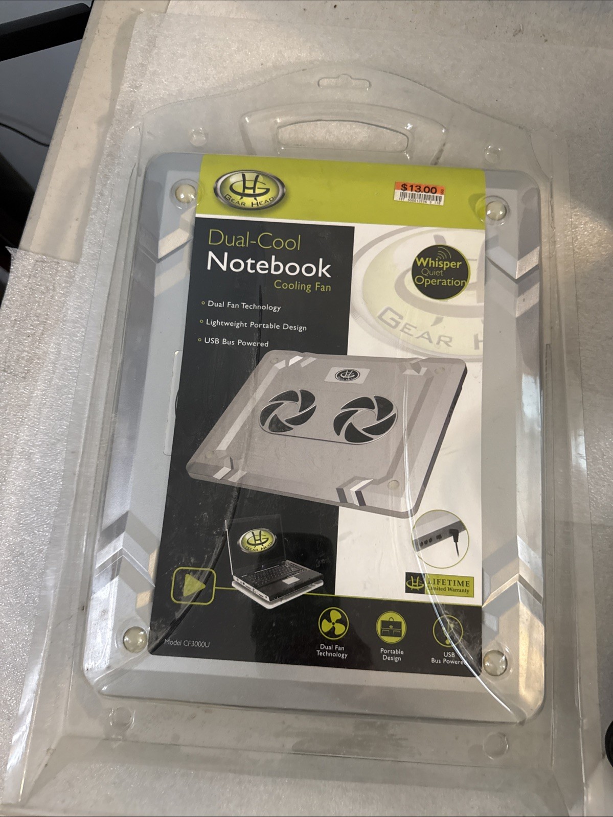 Gear Head Dual-Cool Notebook Cooling Fan Dual Fan Lightweight USB Powered NEW
