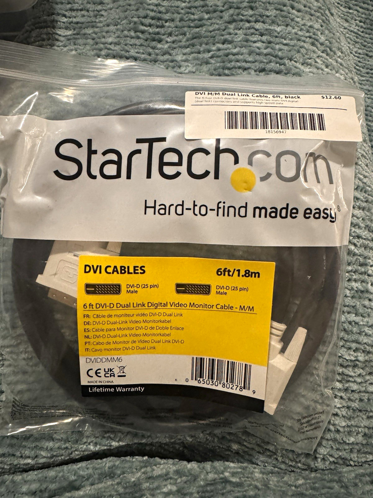 StarTech.com DVIDDMM6 6ft DVI-D Dual Link Male to Male Cable Black