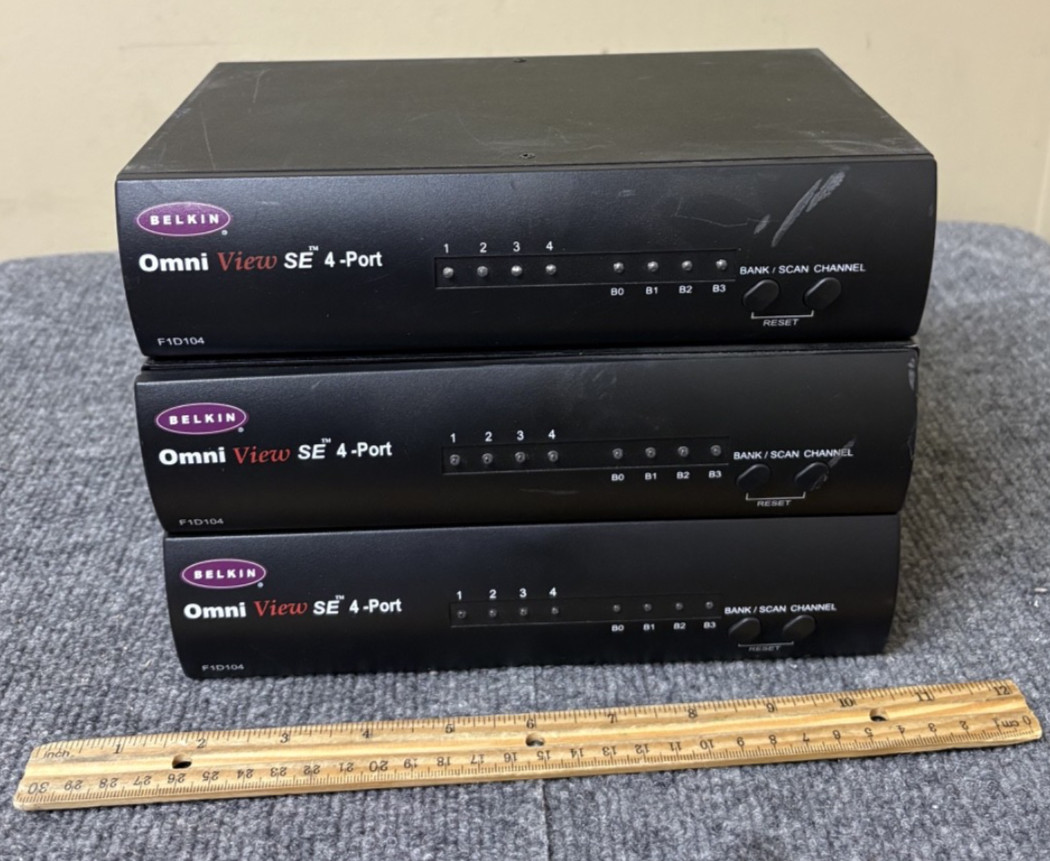 Lot of 3 Belkin Components Omni View SE F1D104 4-Port Serial Mouse Switches