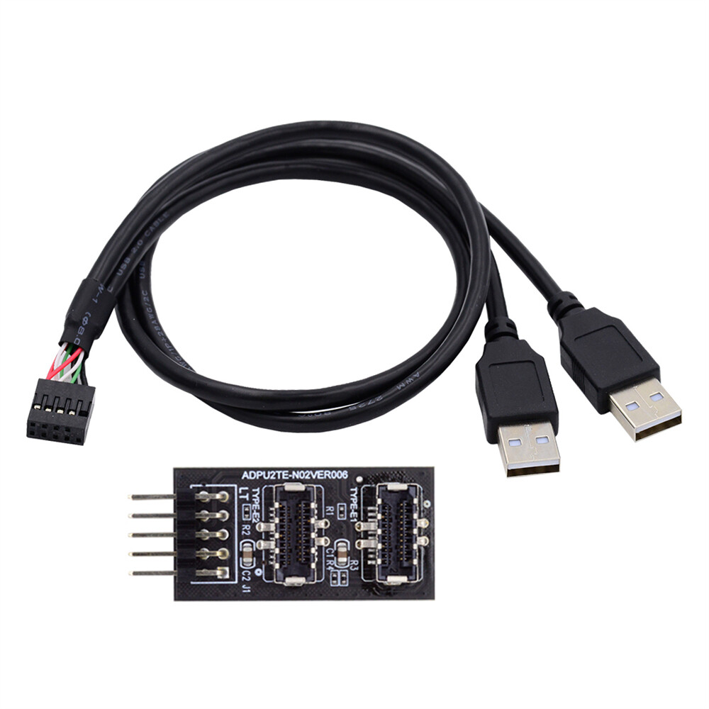 CABLECY Dual USB 3.1 Front Panel Socket Key-A Type-E to USB 2.0 9Pin Header