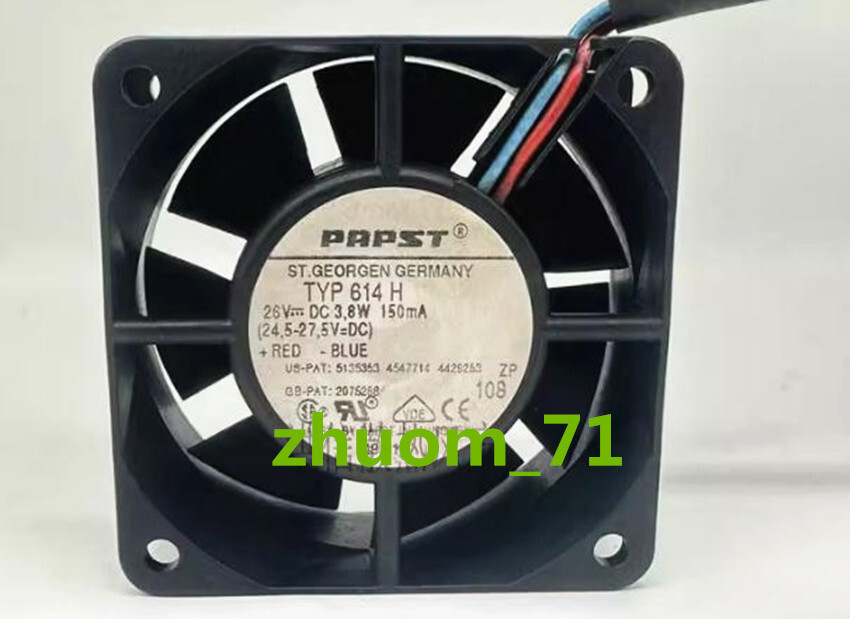 1PC PAPST 6025 TYP 614H DC26V 3.8W 150mA 6CM inverter cooling fan