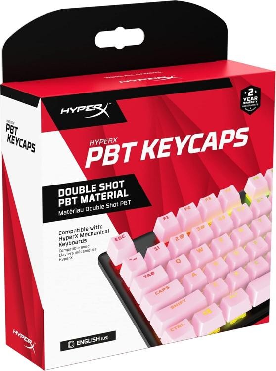 HyperX PBT Keycaps Full 104 Key Set, Double Shot PBT Material English (US), Pink