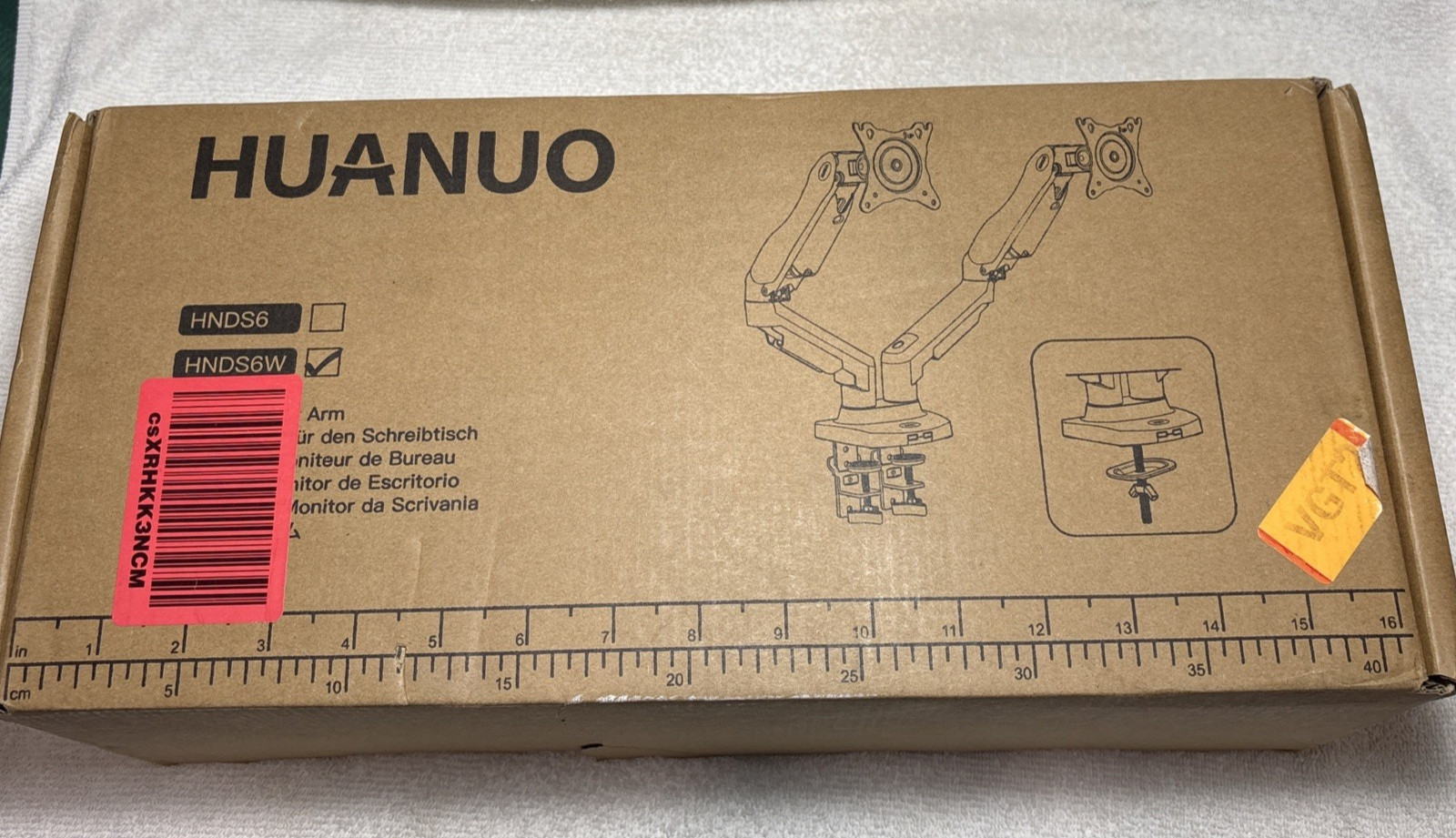 HUANUO HNDS6W Dual Monitor Arm Desk Mount 13-32” VESA Open Box Complete