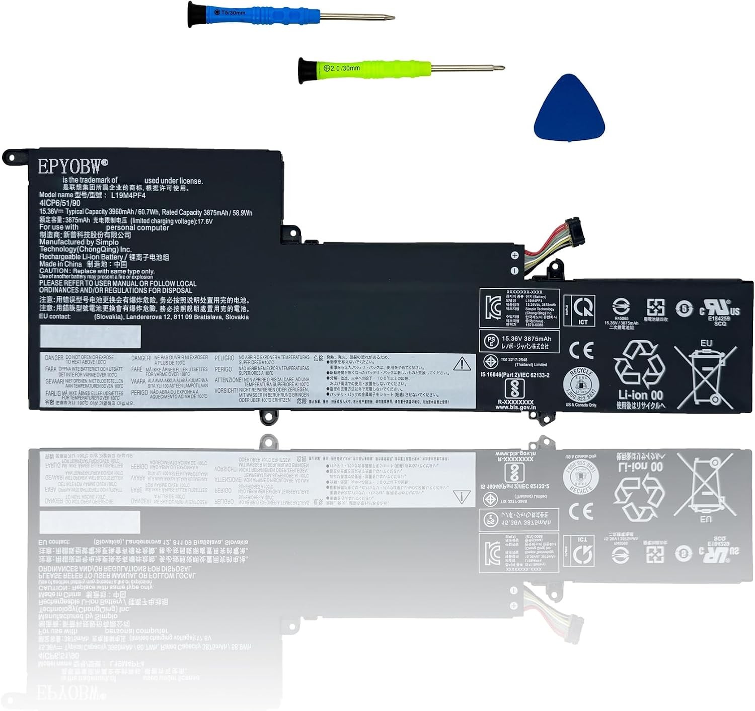 L19M4PF4 Laptop Battery 60.7Wh 4 Cell L19D4PF4