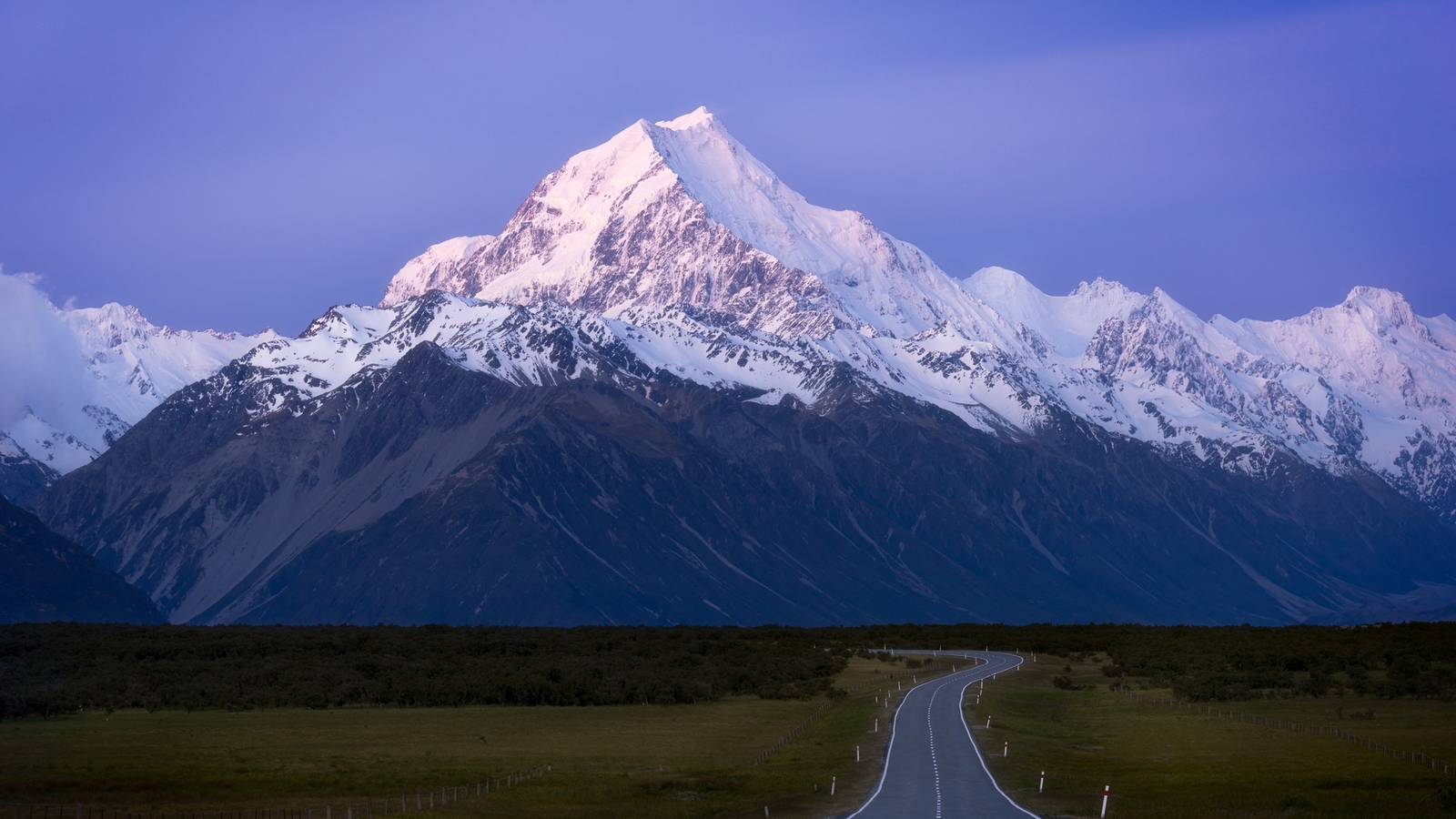 Landscape nature mountains snowy peak road field Custom Gaming Mat Desk