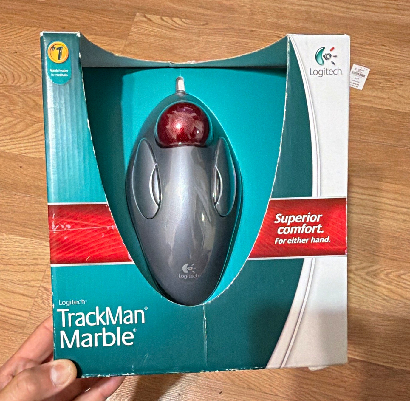 Logitech TrackMan Marble Optical USB Trackball Mouse 4-Button 400DPI Gray/Red