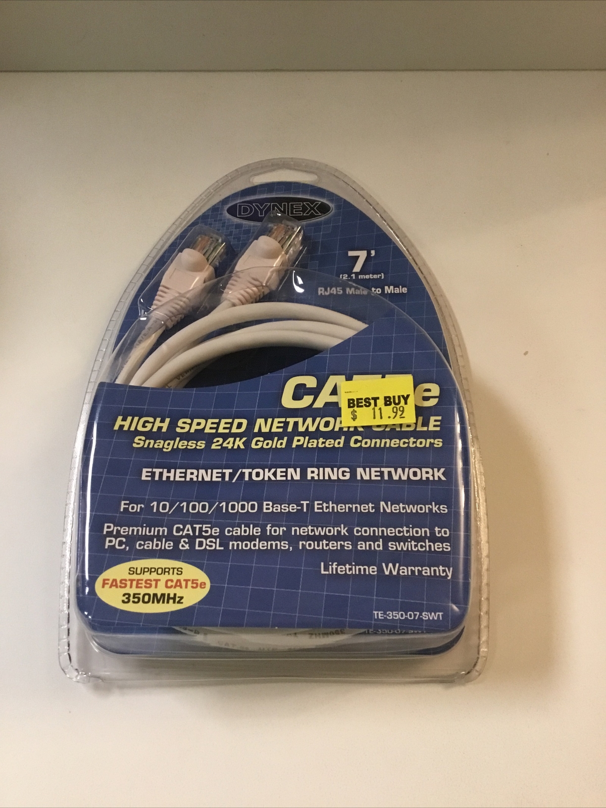 Dynex 7' Cat-5e High Speed Network Cable, RJ45 Male To Male