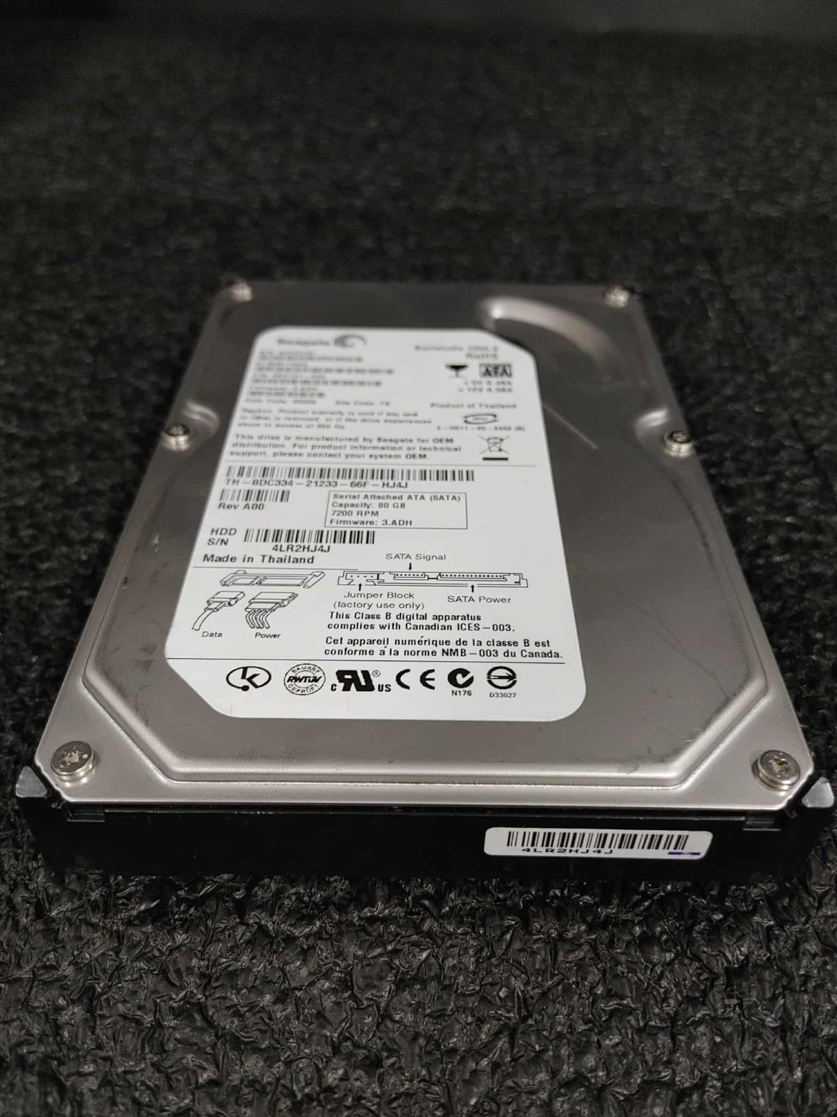 Seagate ST3808110AS 9BD131-033 80GB 7.2K RPM FW 3.ADH DC 06506 SATA 3.5" HDD