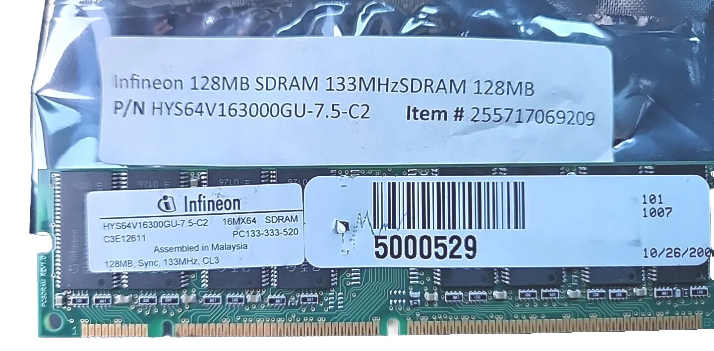 Infineon - 128MB (1X128MB) 133Mhz PC133 for sale,  P/N: HYS64V16300GU-7.5-C2
