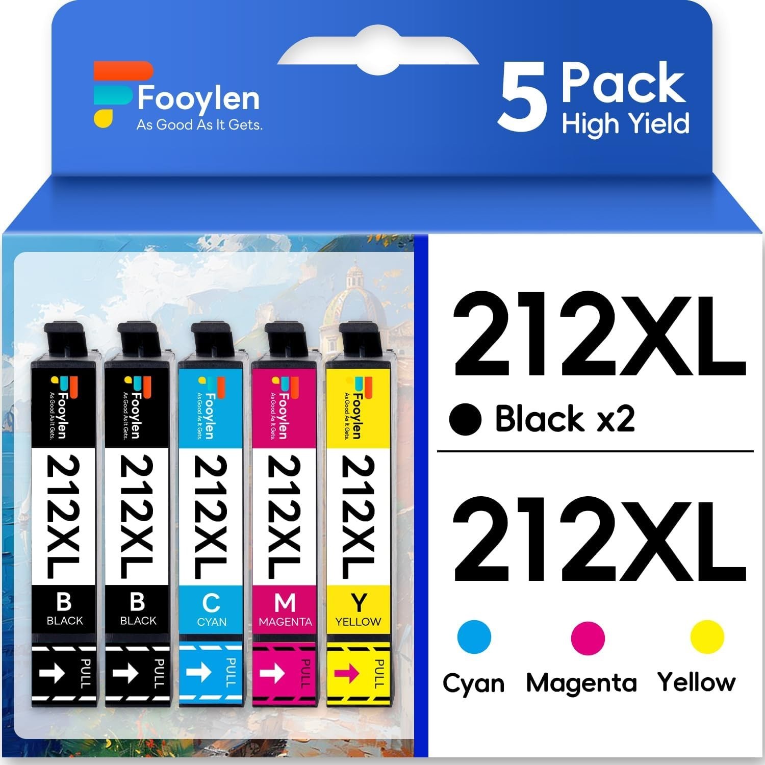5-Pack 212XL Ink replacement for Epson Workforce WF-2830 WF-2850 XP-4100 XP-4105