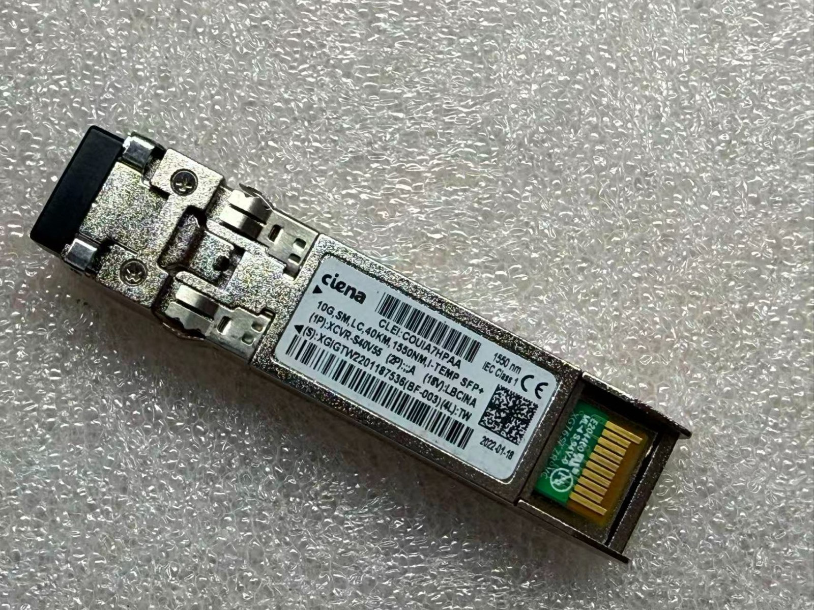 Ciena XCVR-S40V55 10G SM,LC,40KM,1550nm,I-Temp SFP+ CLEI:COUIA7HPAA