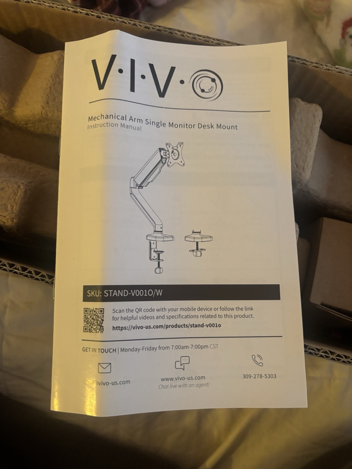 VIVO Single 17 to 32in Monitor Desk Mount Arm, White, STAND-V0010W