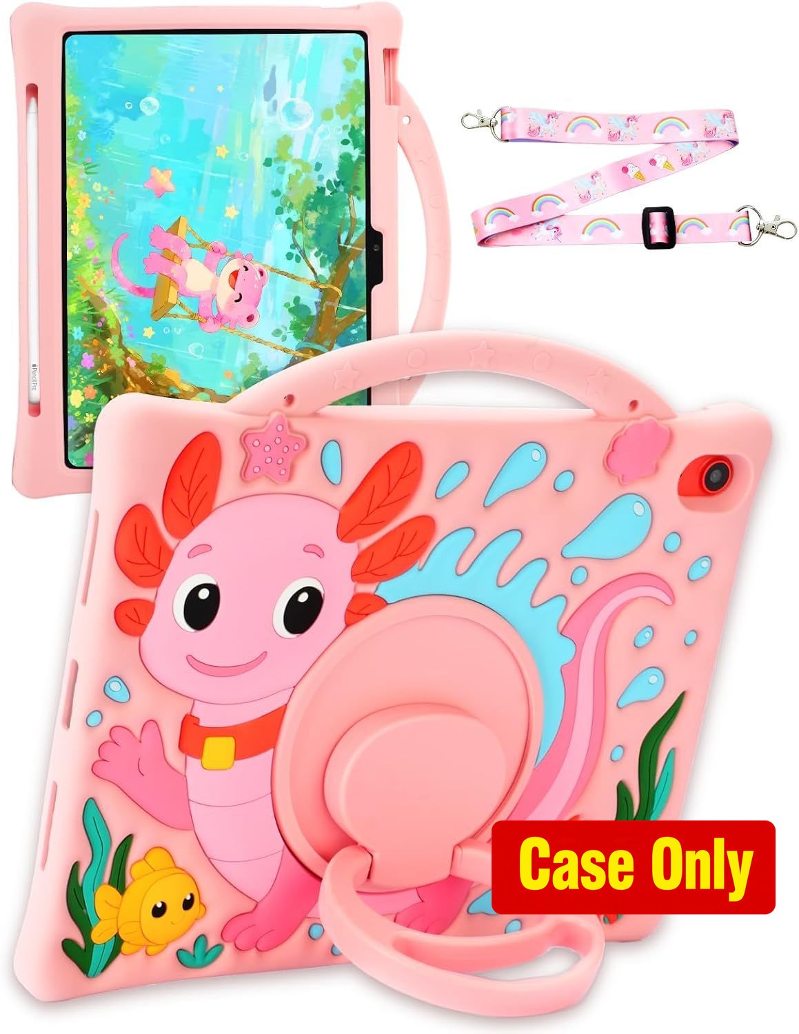 Cute 3D Silicone Kids Case for Samsung Galaxy Tab A9 Plus 11" with Rotating Stan