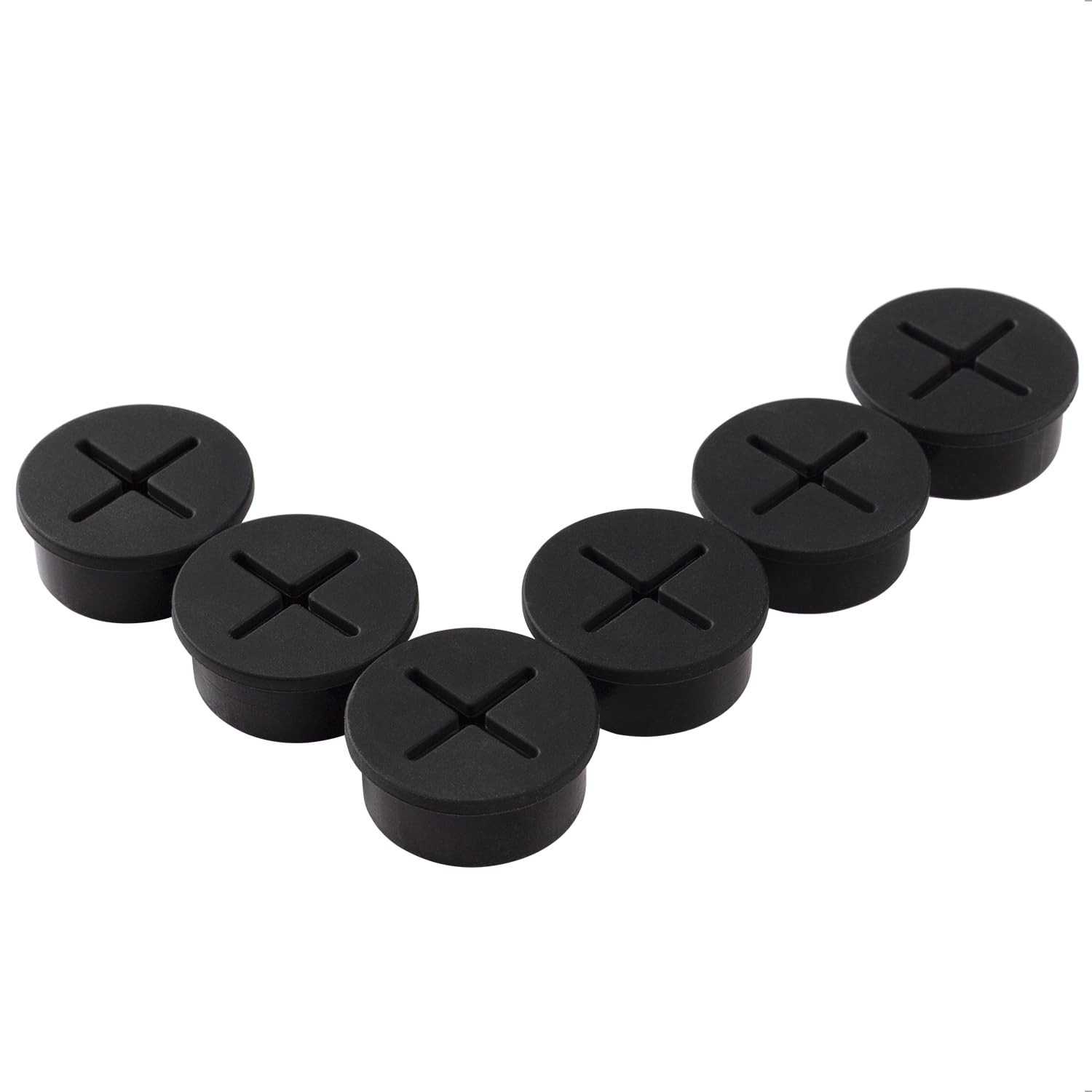 6 PCS Flexible Silicone Cable Cord Grommet, 1 Inch Desk Grommets
