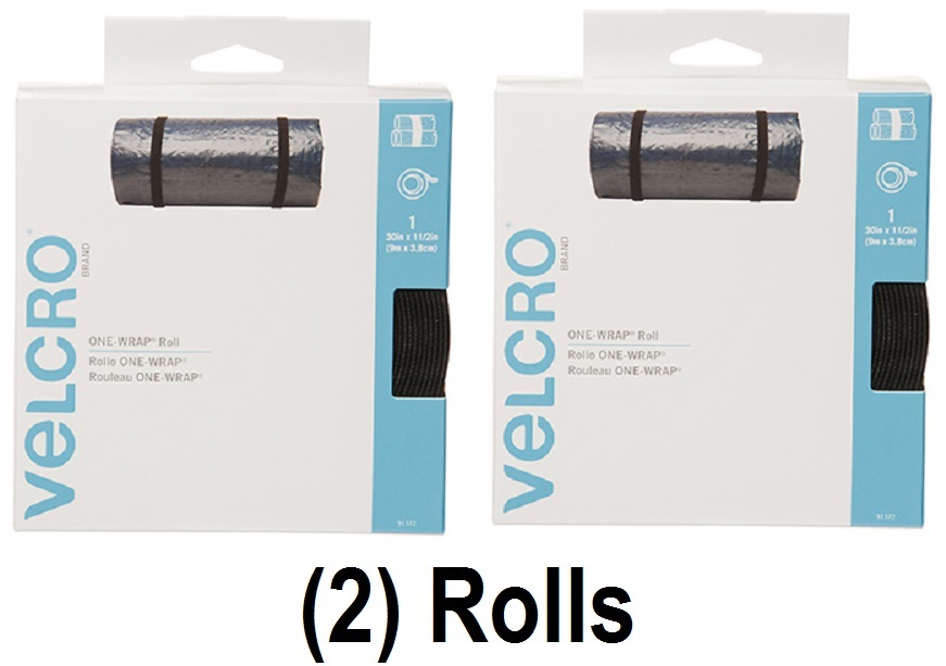 Velcro 91372 1.5" x 30' ft Black One-Wrap Reusable Bundling Strap - 2 Pack