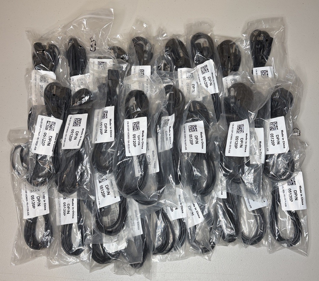 Lot Of 30 OEM Genuine Dell DP/N 05120P 3-Prong AC Power Cord Adapter Cable Black