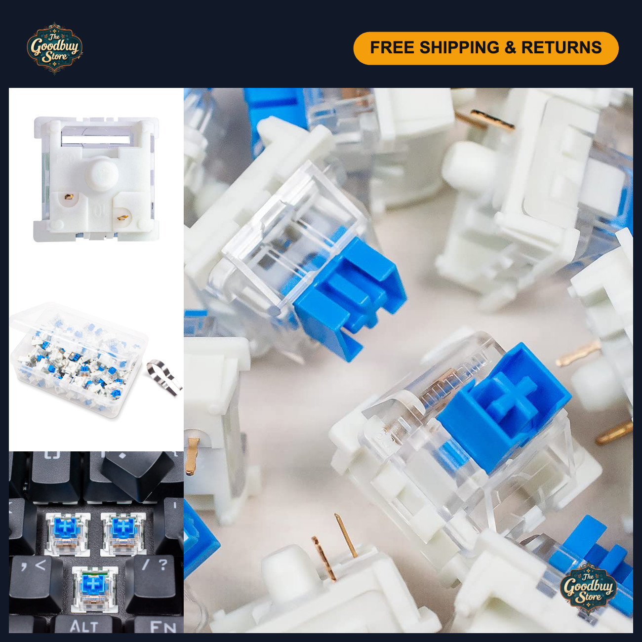 Hot Swappable 3-Pin Mechanical Keyboard Switches - Cherry MX Equivalent, 90 Pcs,