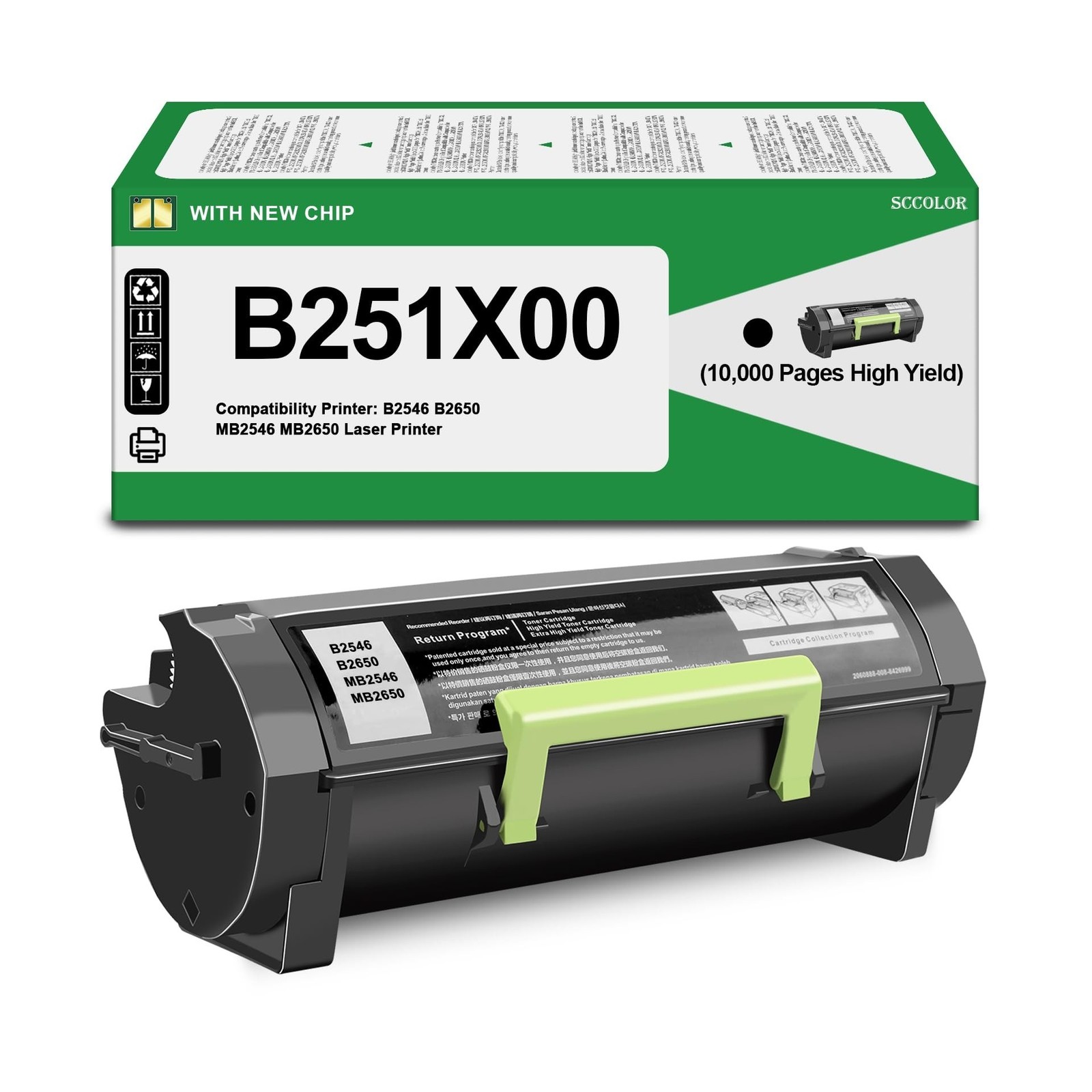 B251X00 Toner Cartridges with chip High Yield Compatible for Lexmark B251X00 ...