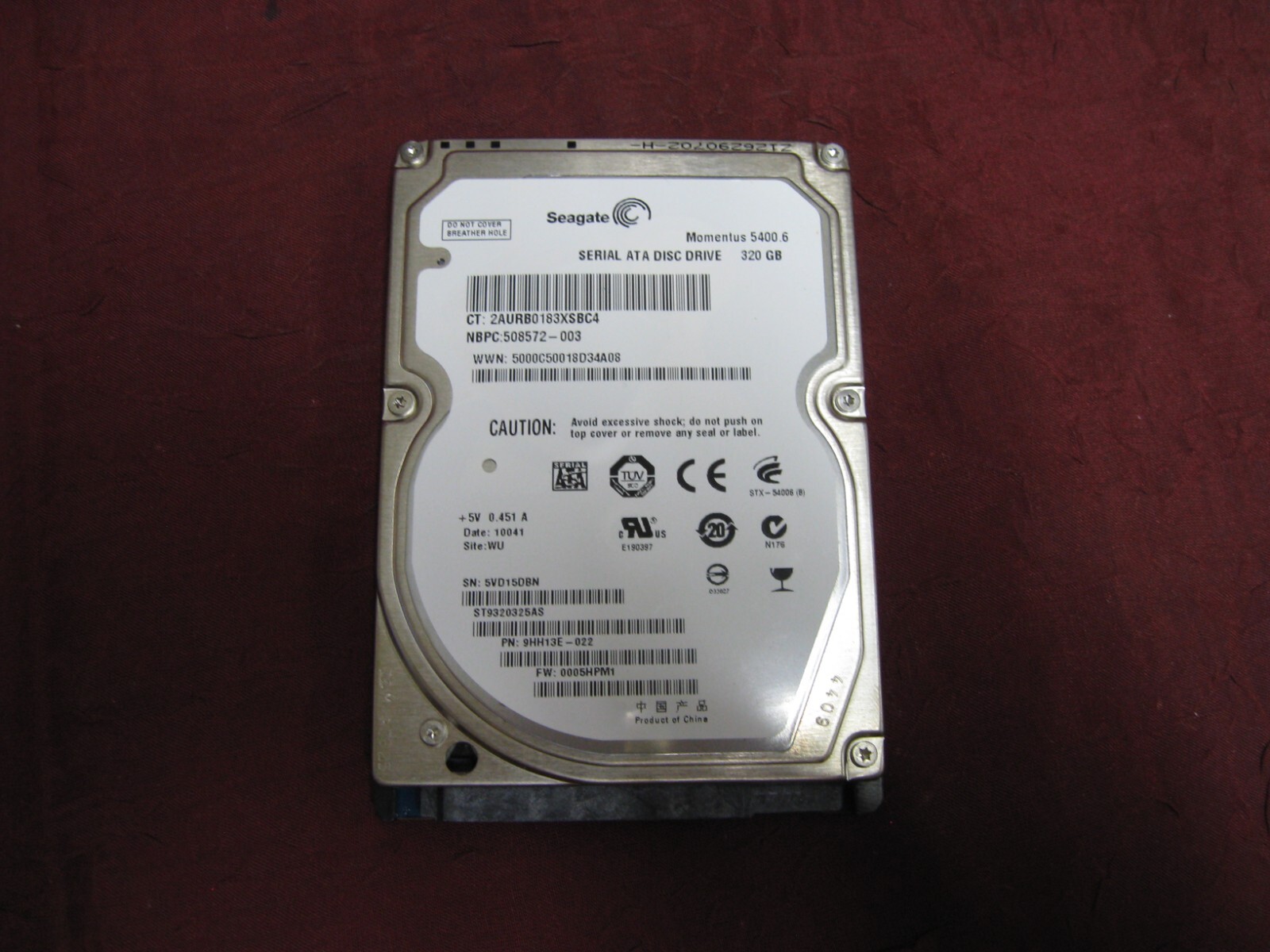 Seagate ST9320325AS P/N:9HH13E-022 FW:0005HPM1 WU 320GB 2.5" SATA HDD hard drive