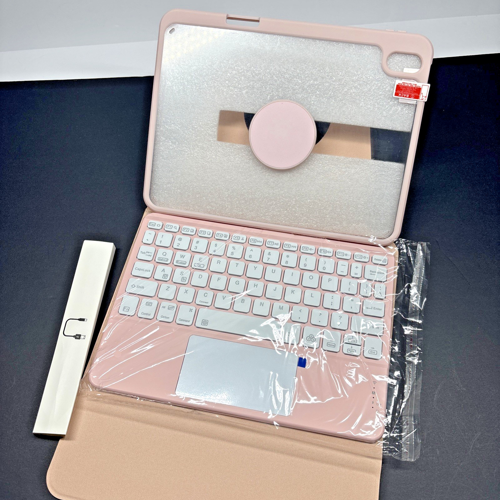 Harvopu for iPad 10th/11th Generation A16 Case with Keyboard, 360 Rotation Pink