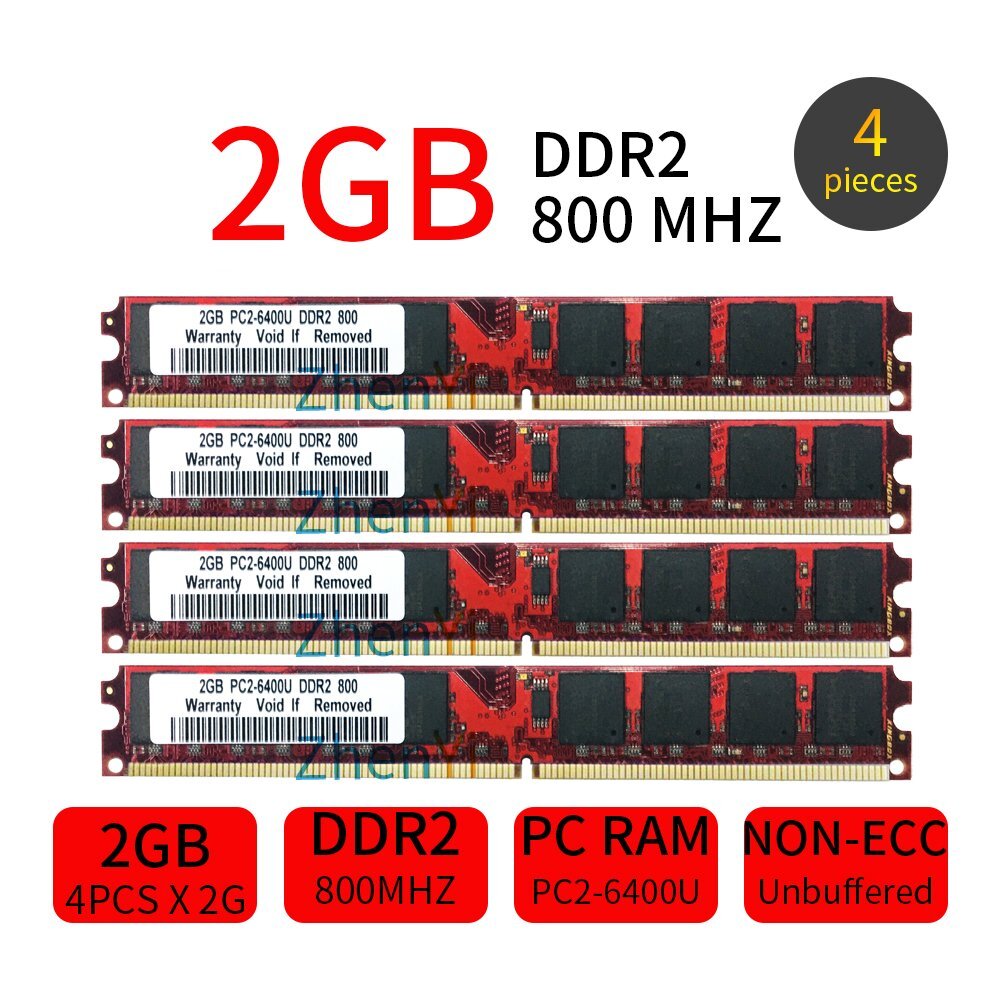8GB Kit 4x 2GB PC2-6400U DDR2 800MHz DIMM Desktop RAM For Computer PC Memory