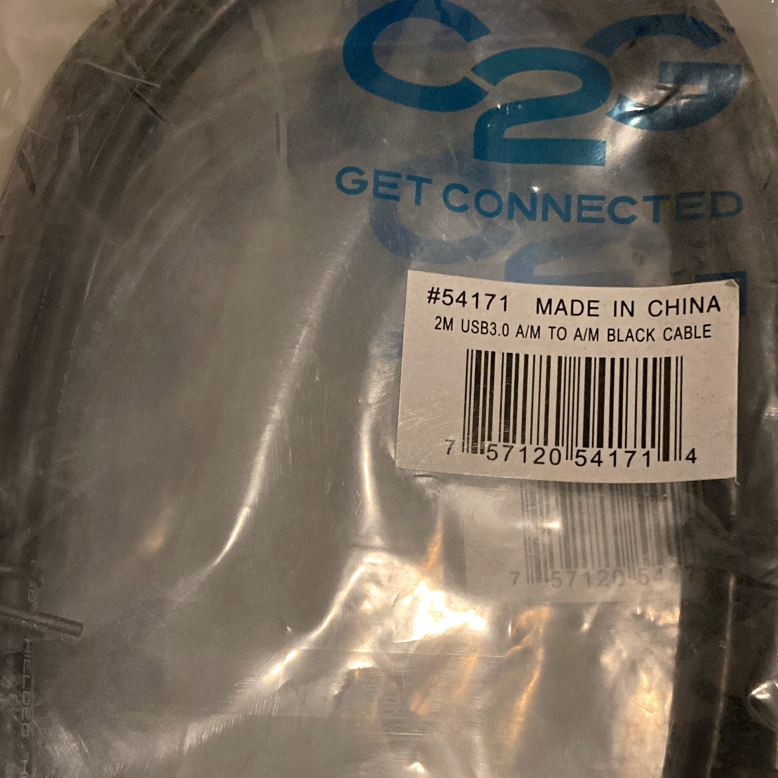 C2G 54171 USB 3.0 Type-A Male to Type-A Male USB Cable 2m Black