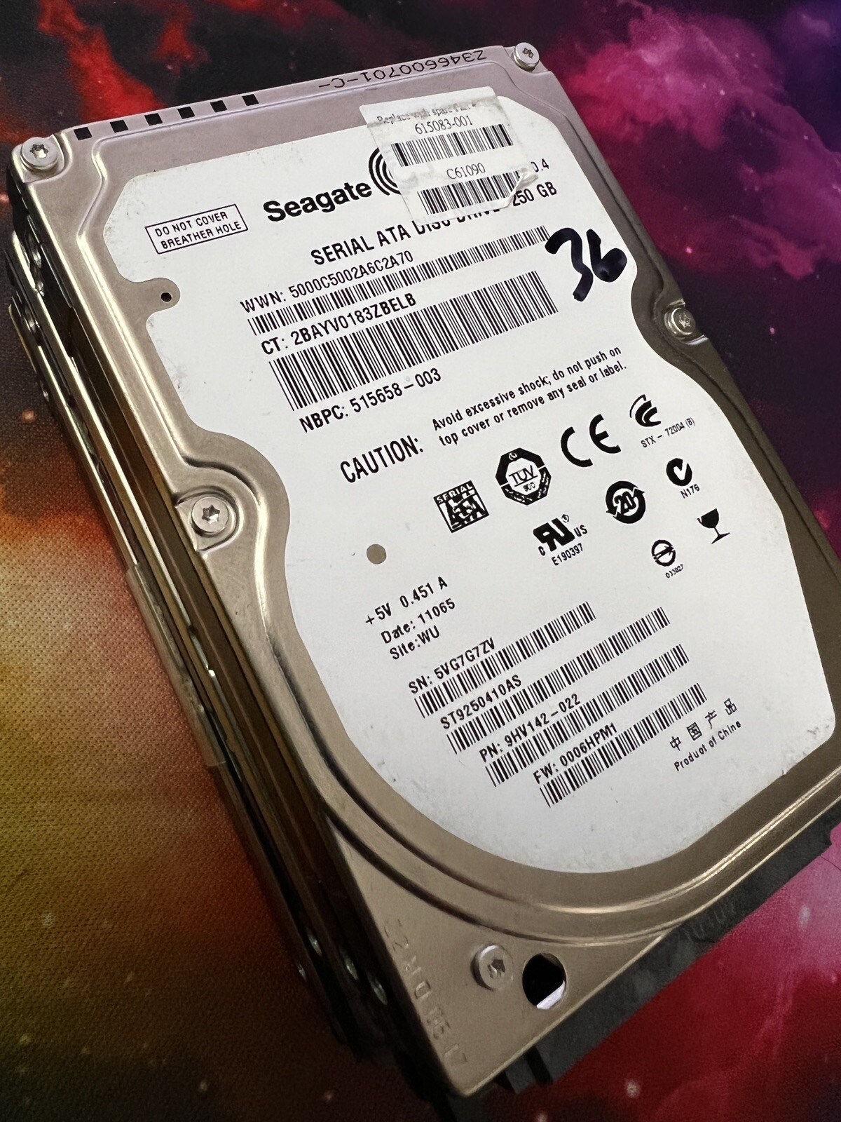 LOT OF QTY 4 250gb 2.5" Laptop SATA Replacement Hard Drives MIXED BRAND AS IS