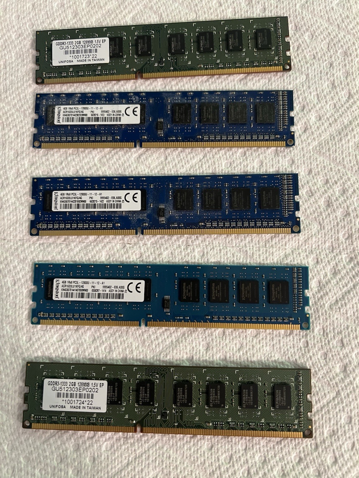 RAM DDR3 240-Pin DIMM 16GB Total Lot (5)