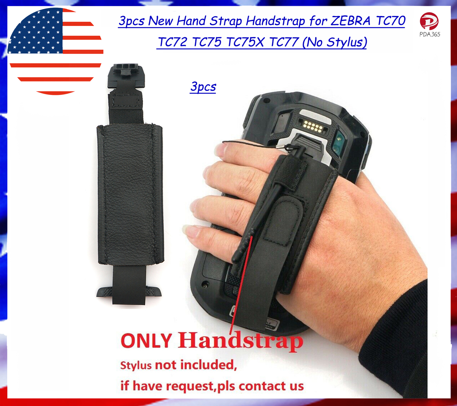 3pcs New Hand Strap Handstrap for ZEBRA TC70 TC72 TC75 TC75X TC77 (No Stylus)