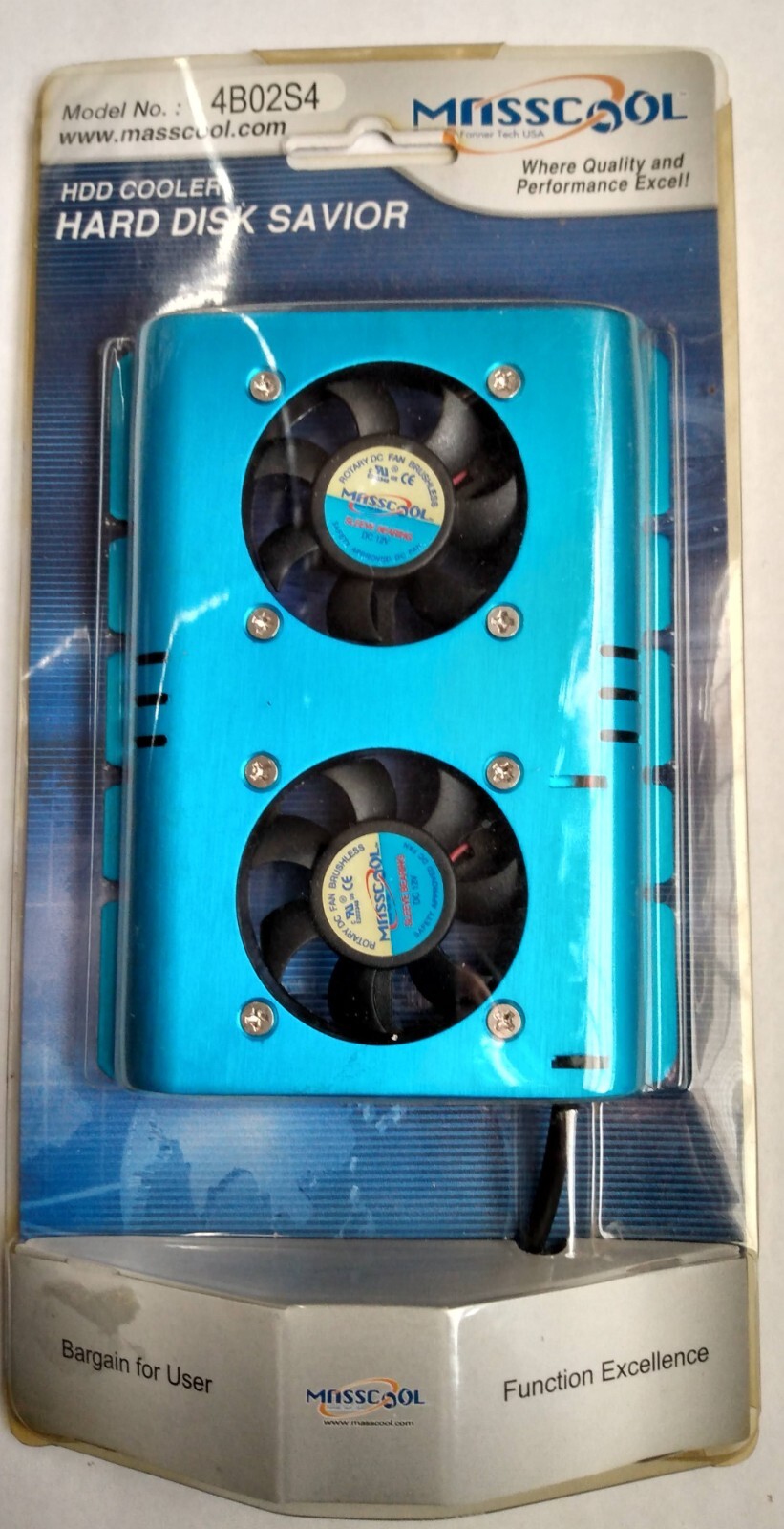 HDD Cooler Blue Aluminum Alloy Twin Fan -MASSCool 7200 RPM & Up -3.5HDD