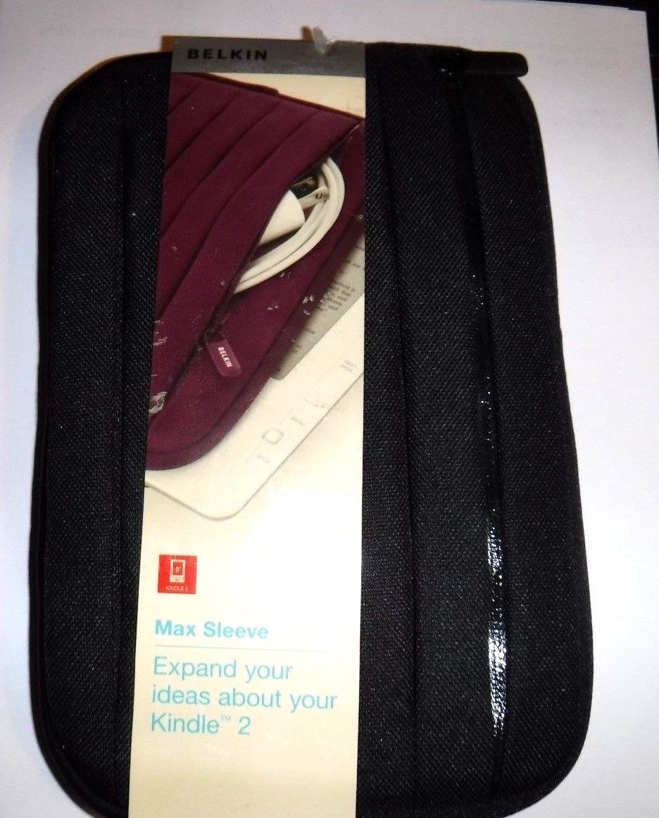 NEW KINDLE 2 READER COVER WITH POCKET*MAX SLEEVE**BELKIN*BLACK*NEW