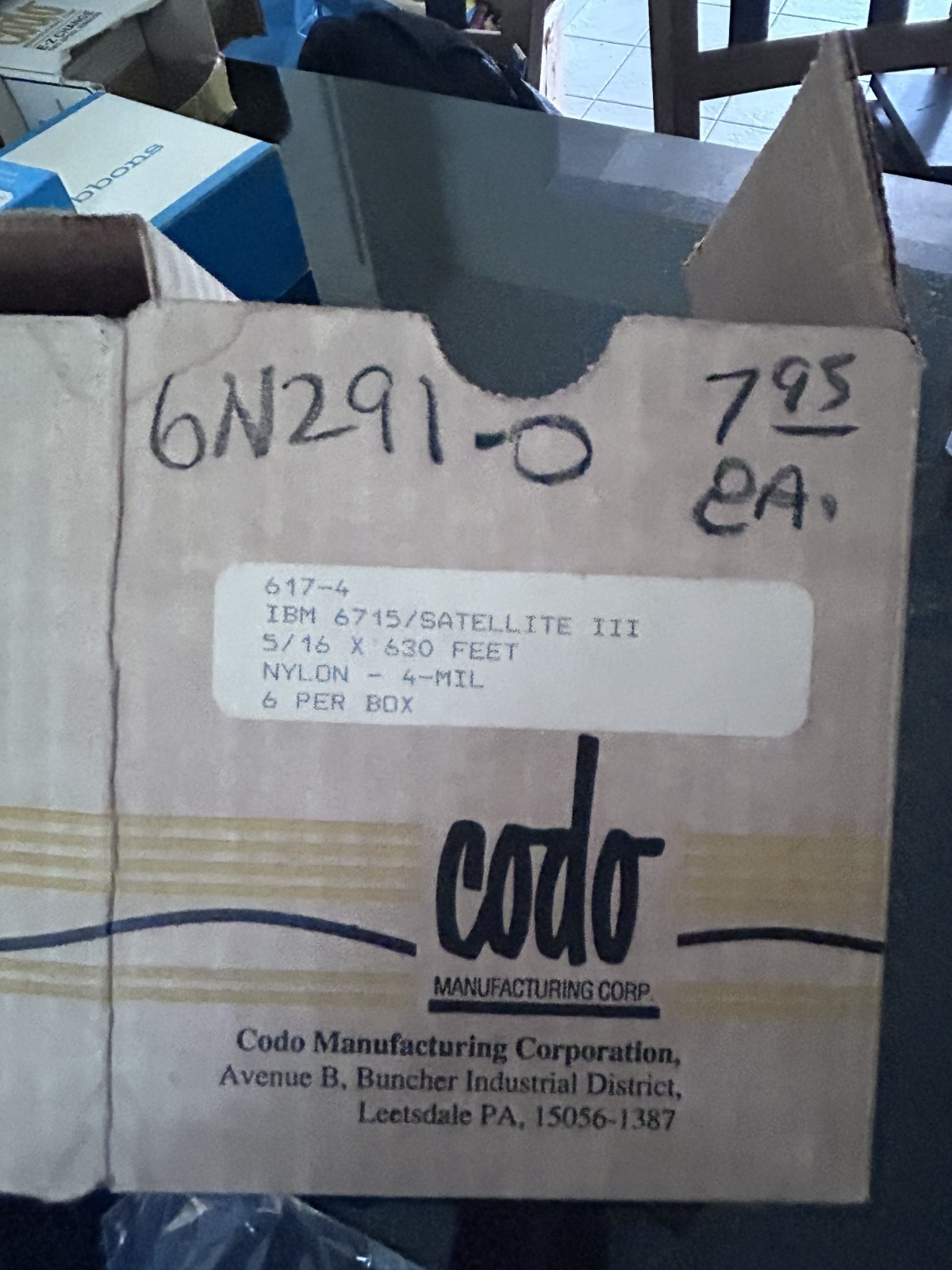Lot 6 IBM 6715 Satellite III Nylon Ribbons 617-4 Codo Mfg 5/16" x 630’ NOS