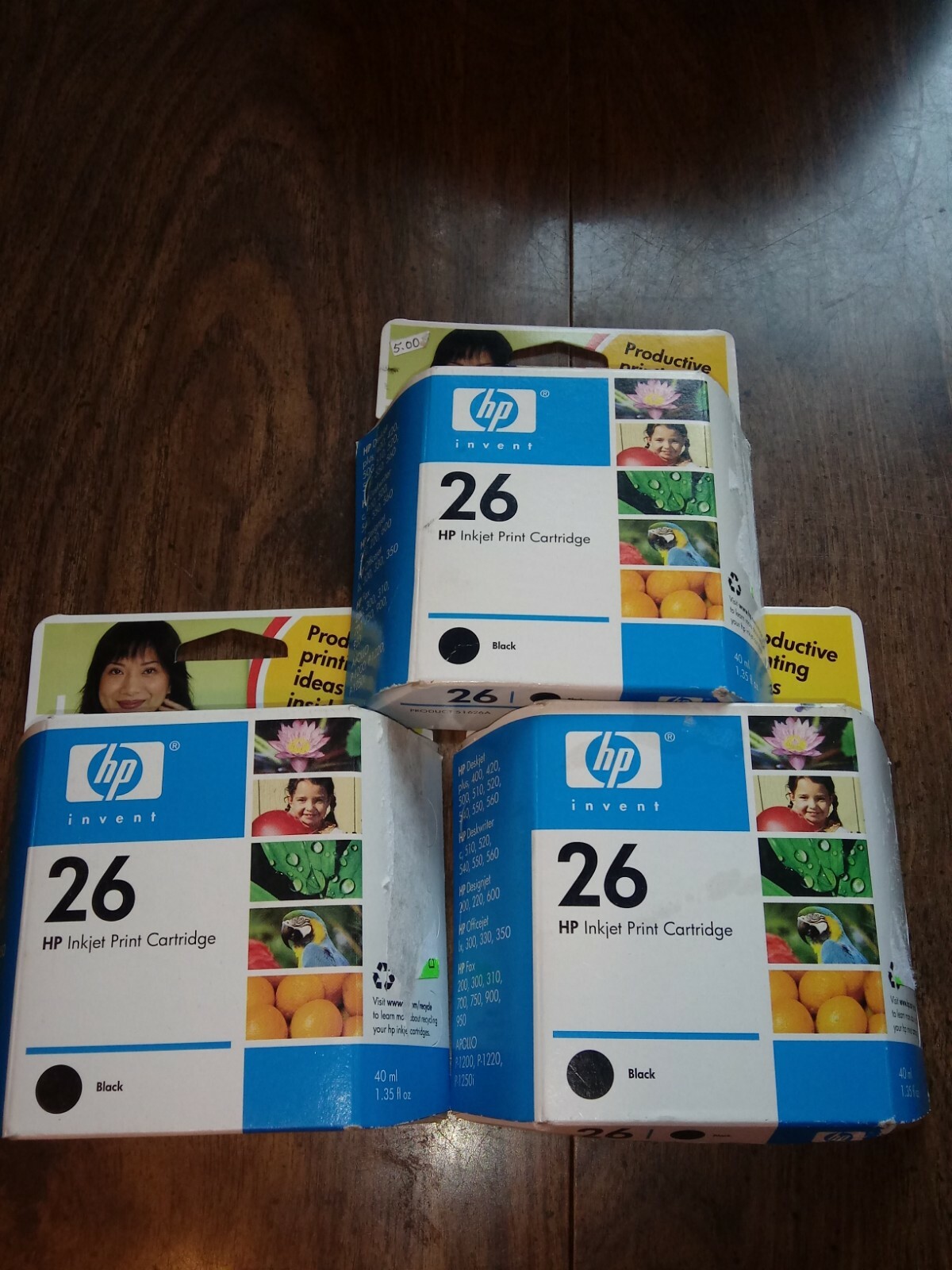 3pcs Genuine HP 26 Black Inkjet Print Cartridges 51626A