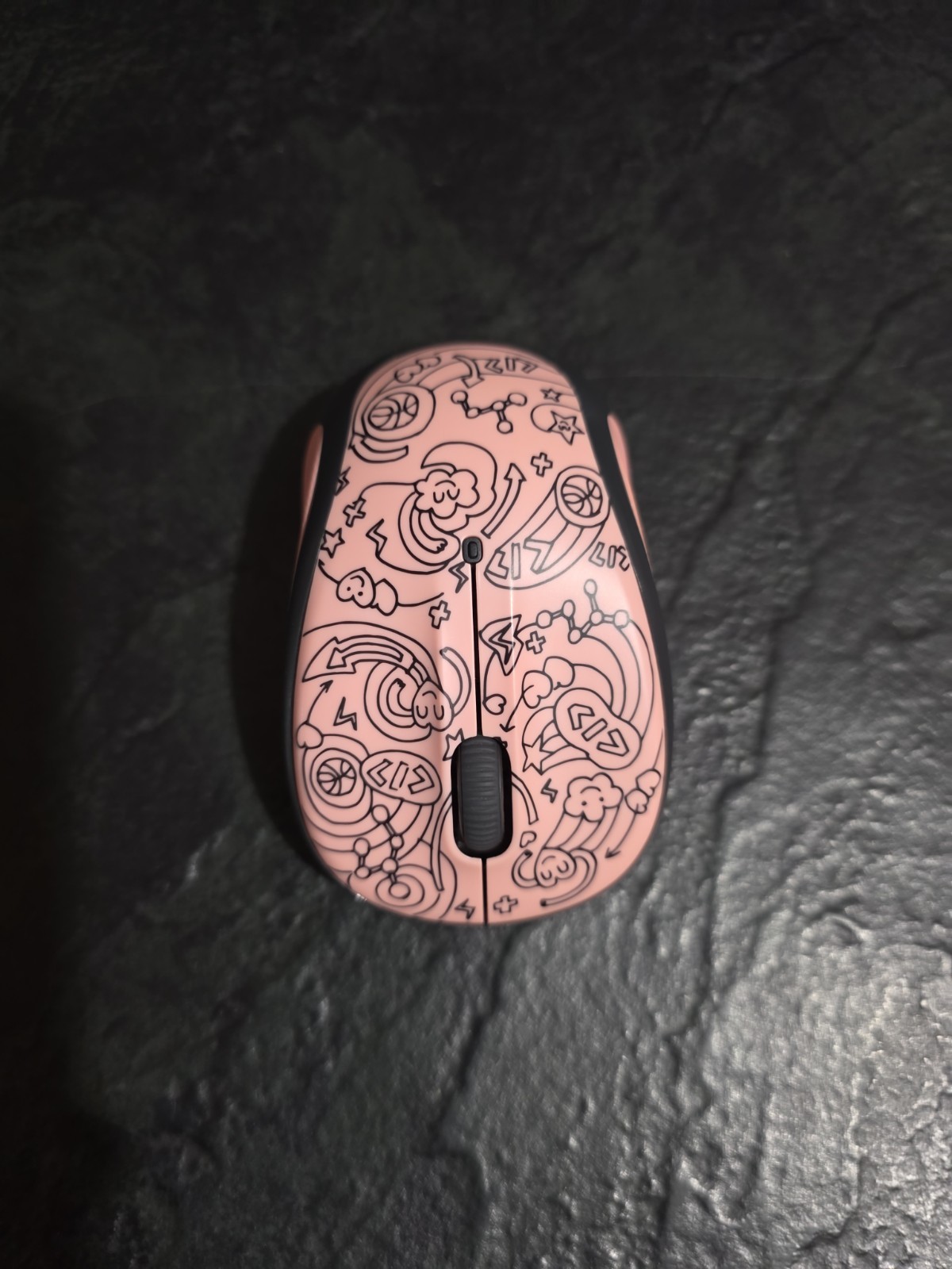 Logitech M325 M325c Wireless Optical Mouse + Dongle PINK DOODLE BRAINSTORM PEACH