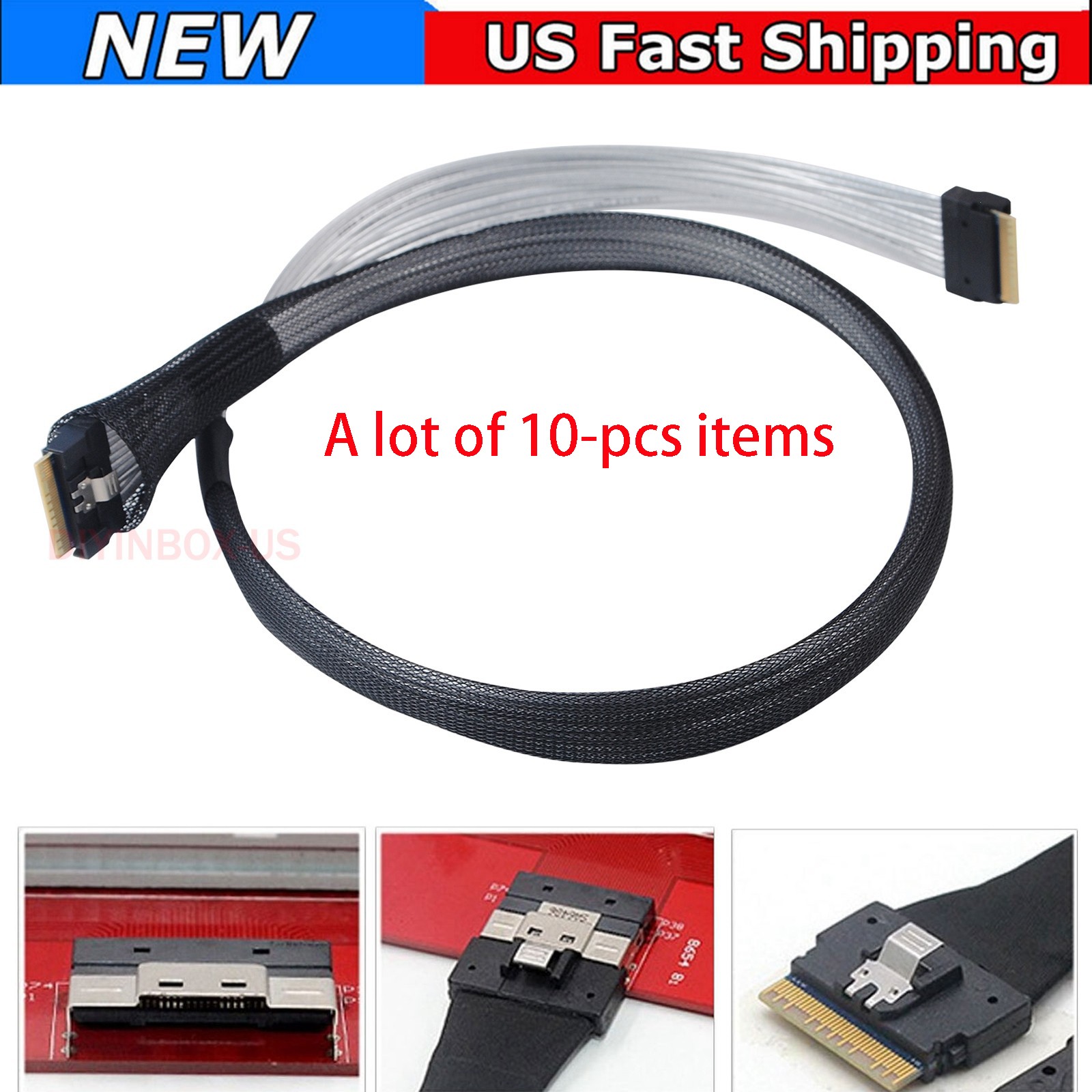 Data Transmission Cable SAS SFF‑8654 8i To SFF‑8654 8i 24Gbps SAS 4.0 30A 80cm