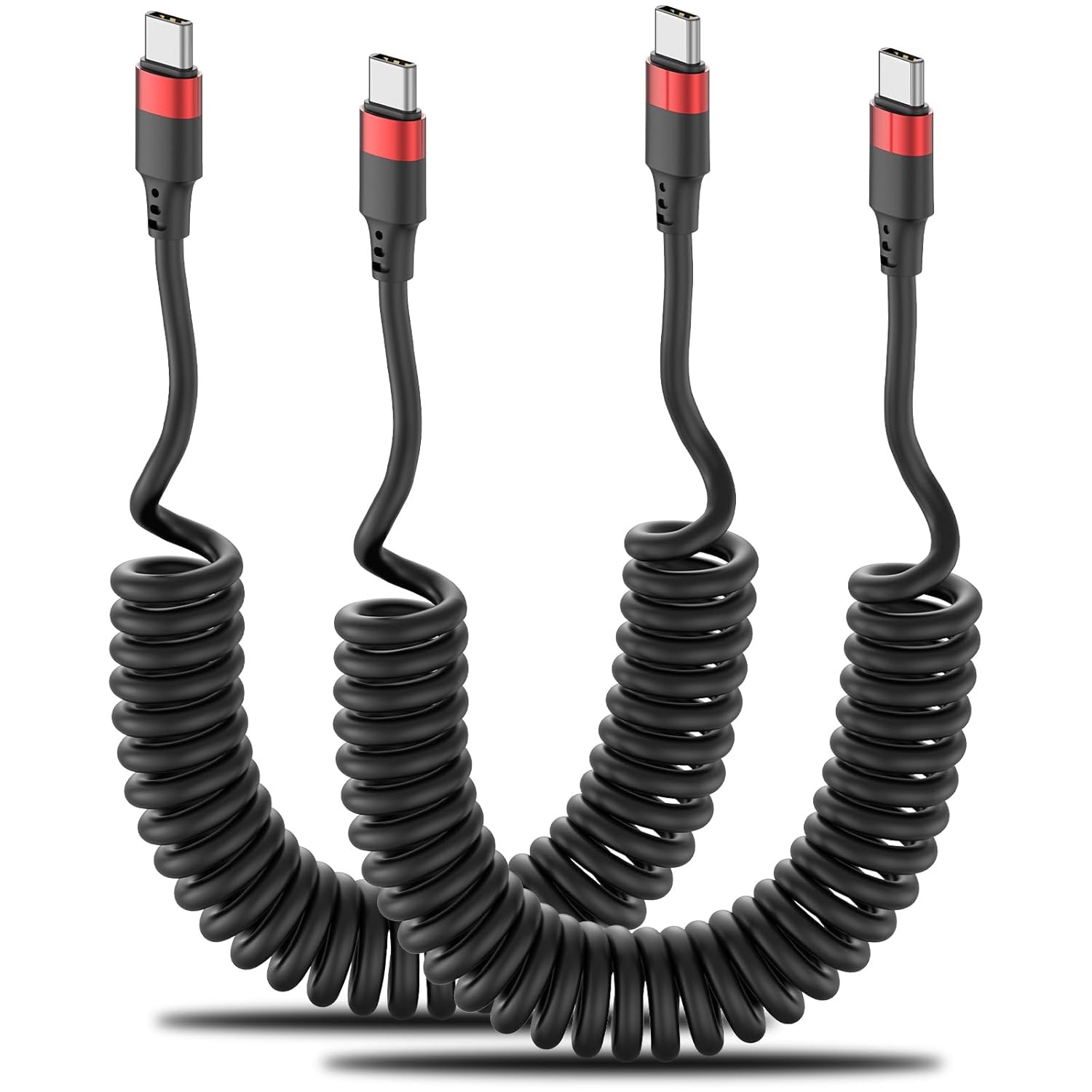 Coiled USB C to C Cable, 2 Pack 3FT C Charger Cord for Car, USBC 3 FT 