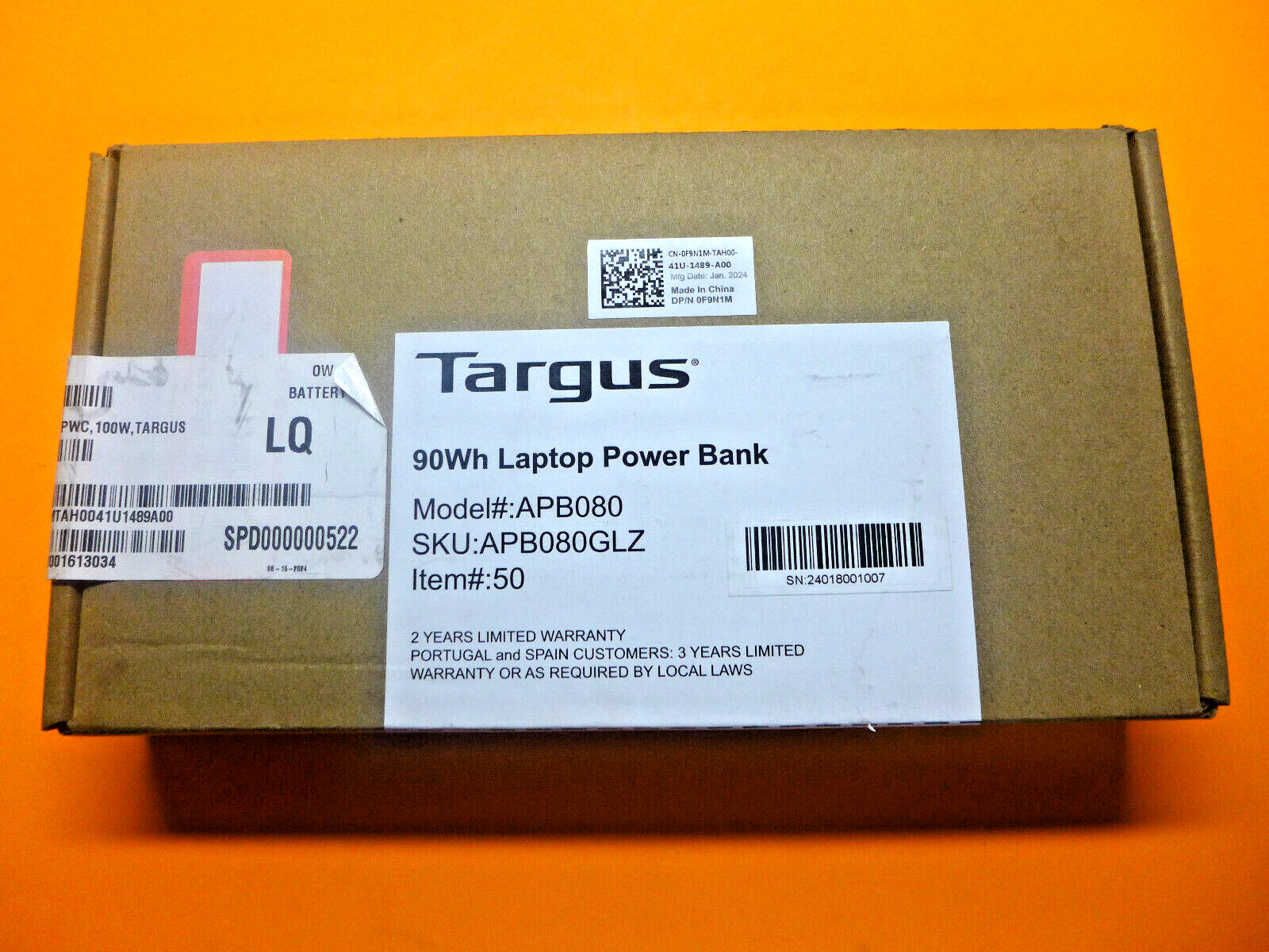 NEW Targus APB080 90Wh Laptop Portable Power Bank F9N1M