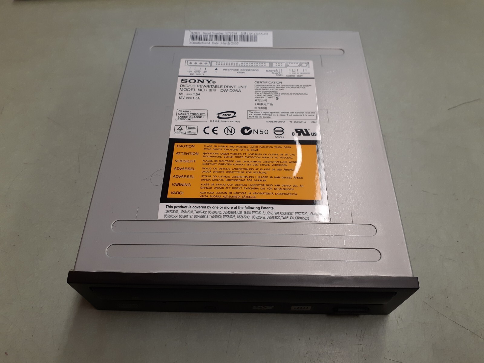 SONY DW-D26A DVD/CD Rewritable Drive - Black Bezel