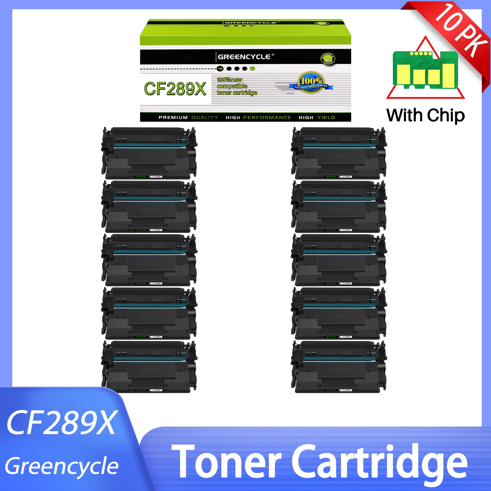 10PK Toner CF289X 89X Compatible for HP Enterprise M507dn M528f MFP M528z Chip