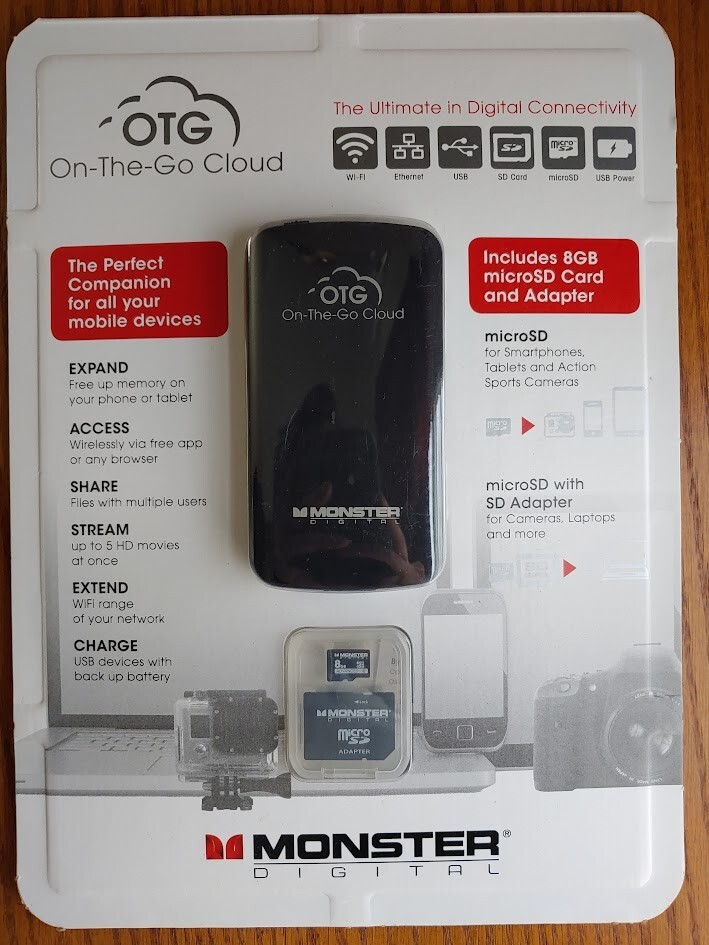 Monster Digital On The Go Cloud 8GB Storage w/ 8GB SD Card New