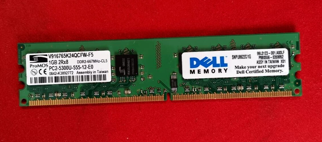 ProMOS V916765K24QCFW-F5 1GB RAM Desktop Memory DIMM DDR2 PC2-5300U-555-12-E0
