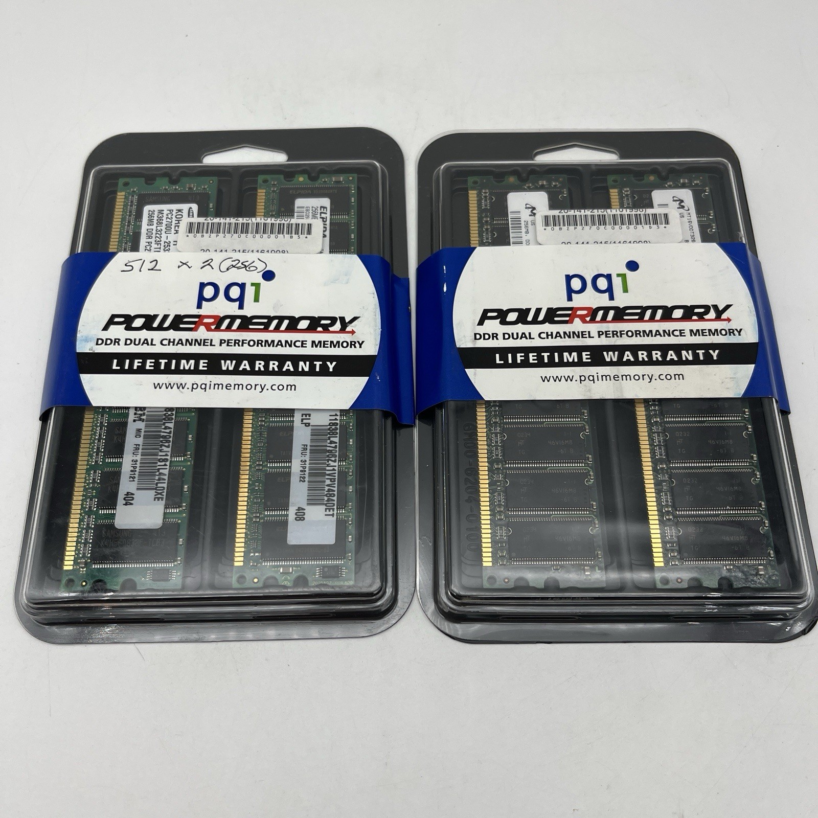 PQI DDR Dual Channel Performance Memory 2x256MB Lot Of 2