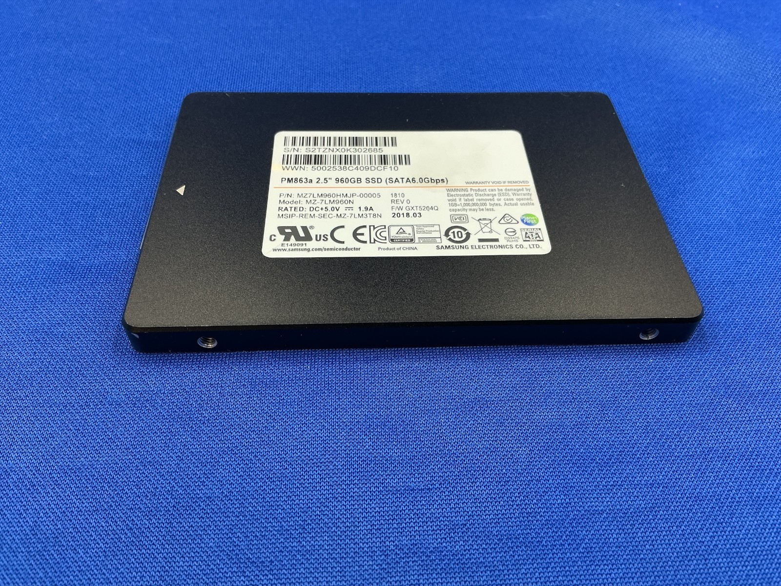 MZ-7LM960N Samsung PM863a Series 960GB SATA 6Gbps 2.5" SSD