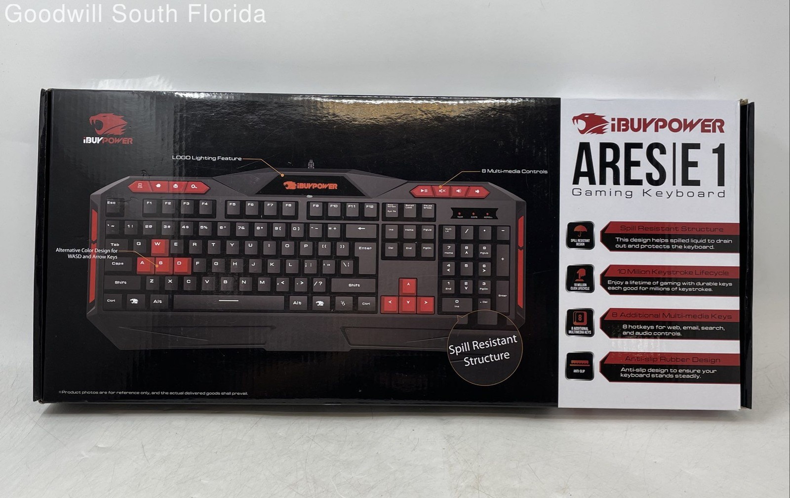 iBuyPower Ares E1 Black And Red Computer USB Wired Gaming Keyboard Not Tested