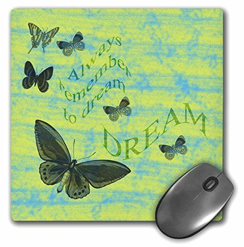 3dRose LLC 8 x 8 x 0.25 Inches Mouse Pad, Always Dream Inspirational Butterflies